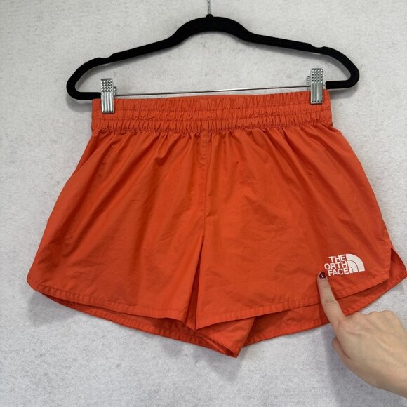 The North Face Shorts Womens XS Orange Running Lined Reflective Zip Pocket Gym - Picture 3 of 11